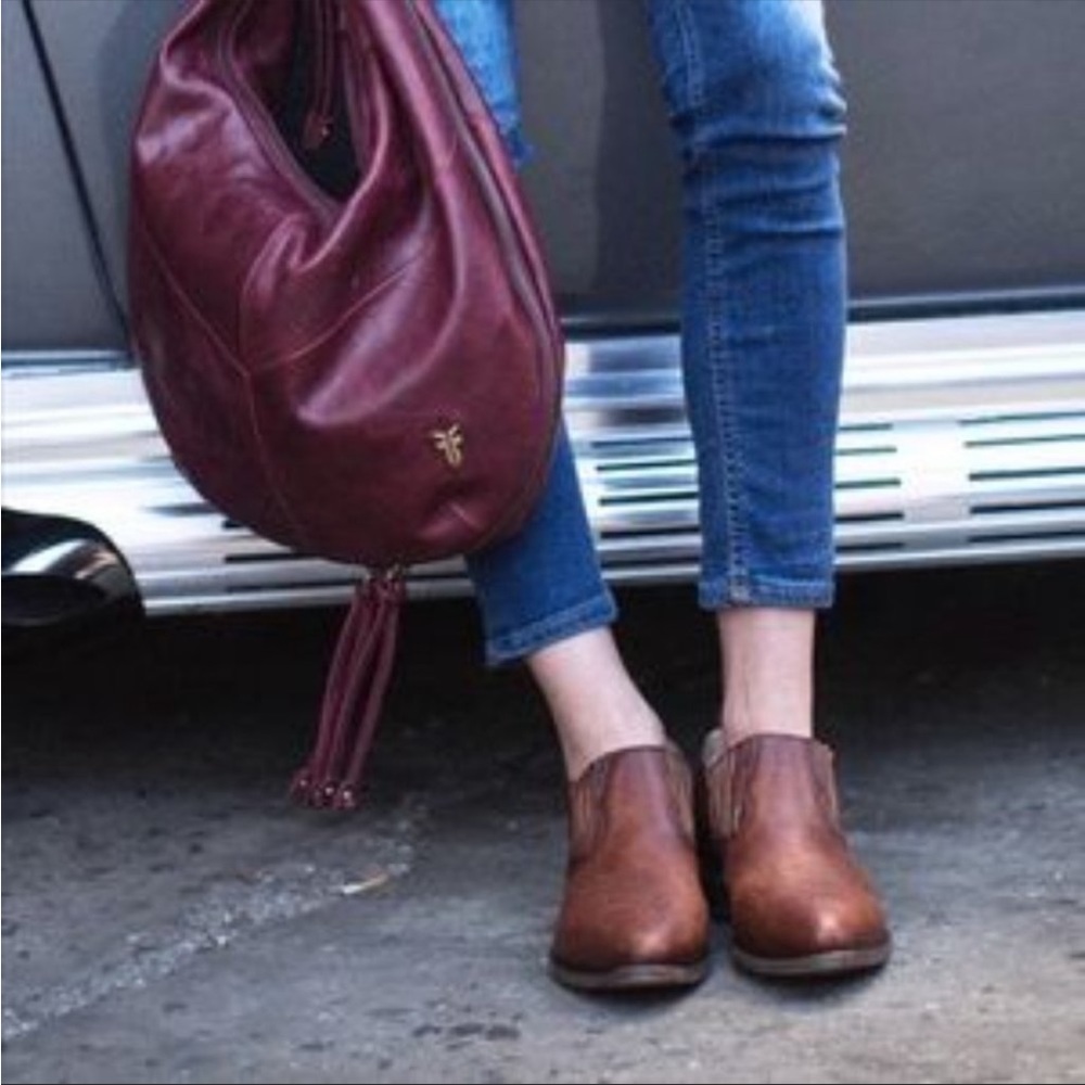 $369 Frye Billy Shootie Cognac Leather Southwestern Casual Pointed Ankle Booties - Picture 6 of 16